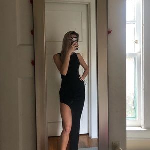 Black slit maxi dress